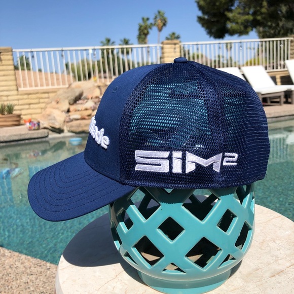 TaylorMade Navy Blue SIM2 TP5 A-Flex Mesh Golf Cap L-XL - Picture 8 of 11